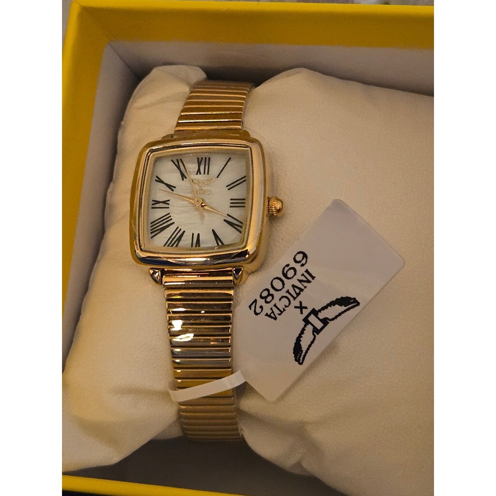 Invicta 28069 Specialty Women Gold Tone Mother of Pearl Square Expansion Watch